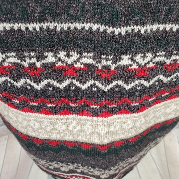 Vintage  90s Y2K Fairisle Grampa Wool Vest Size Medium Gray Red Apres Ski - Picture 8 of 13